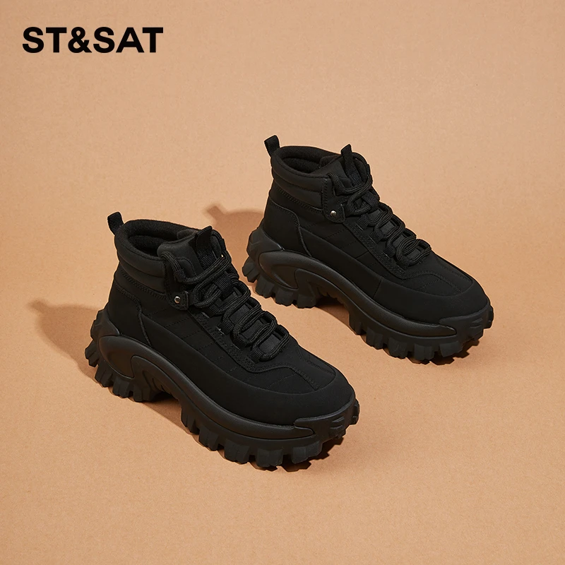 星期六高帮雪地靴加绒加厚防滑棉鞋2025冬季新款户外时尚百搭女靴