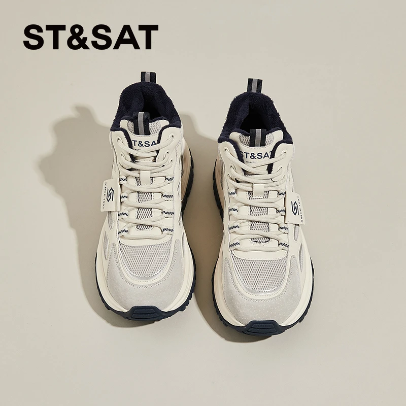 星期六港风复古加绒保暖极简风运动鞋2025秋季新显脚小轻盈高帮鞋