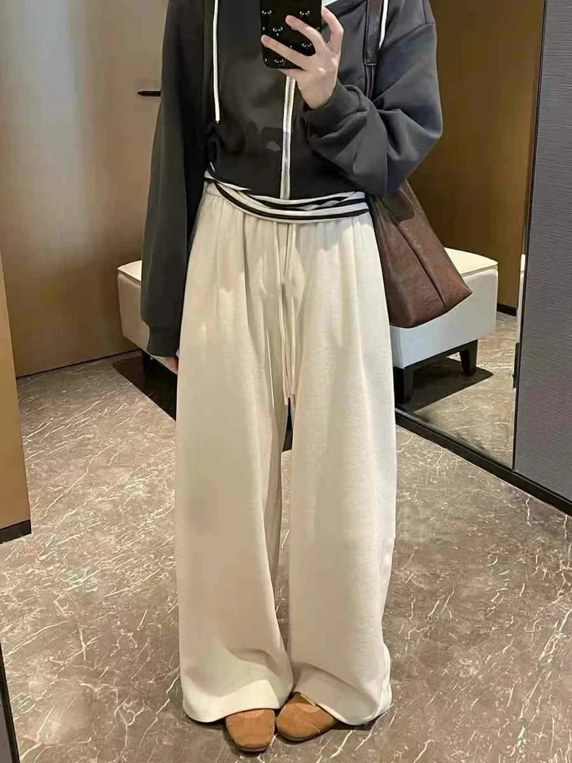 加绒加厚休闲阔腿裤