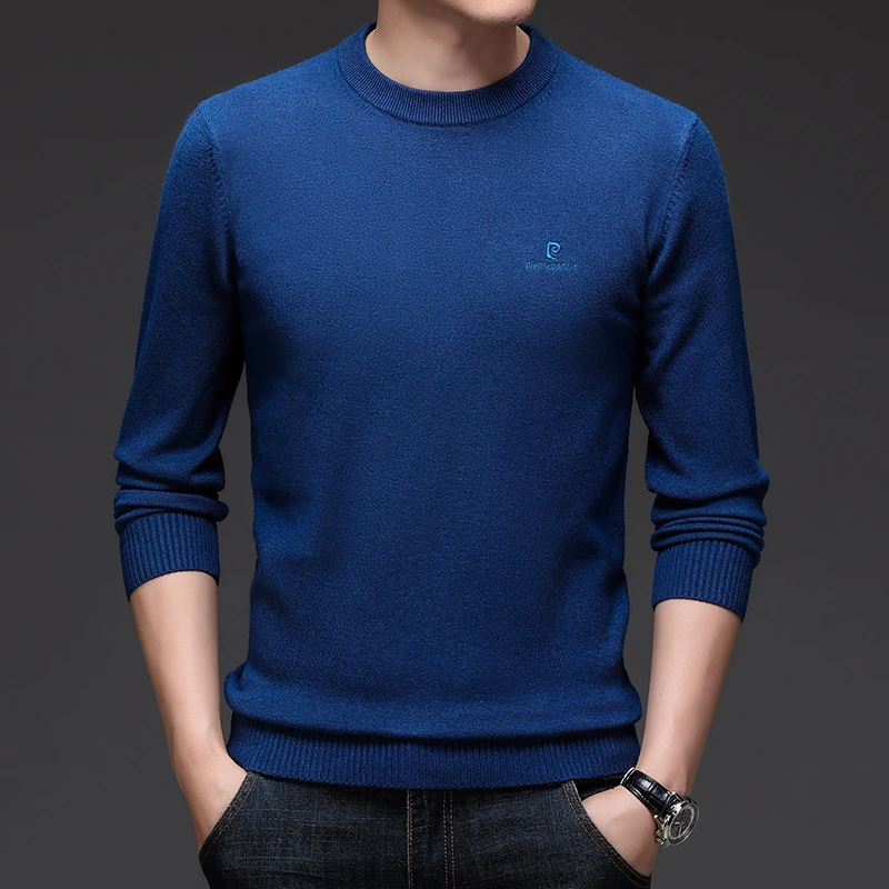 皮尔卡丹轻柔舒适保暖针织衫秋冬季男士休闲百搭高档毛衣