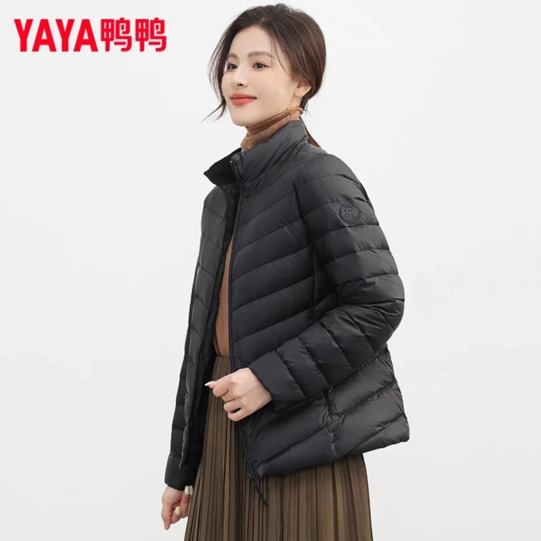 YAYA/鸭鸭鸭鸭2023年新款轻薄羽绒服立领短款薄款白鸭绒外套冬