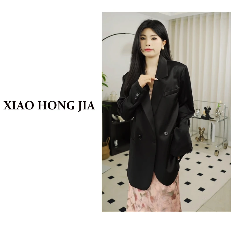 光泽感西装外套女新款韩版宽松显瘦小众时尚百搭休闲高级西服上衣