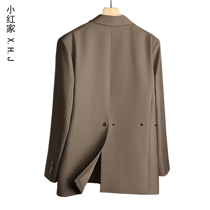 高级感炸街设计感小众西装女2023年秋季新款宽松棕咖色西服外套女