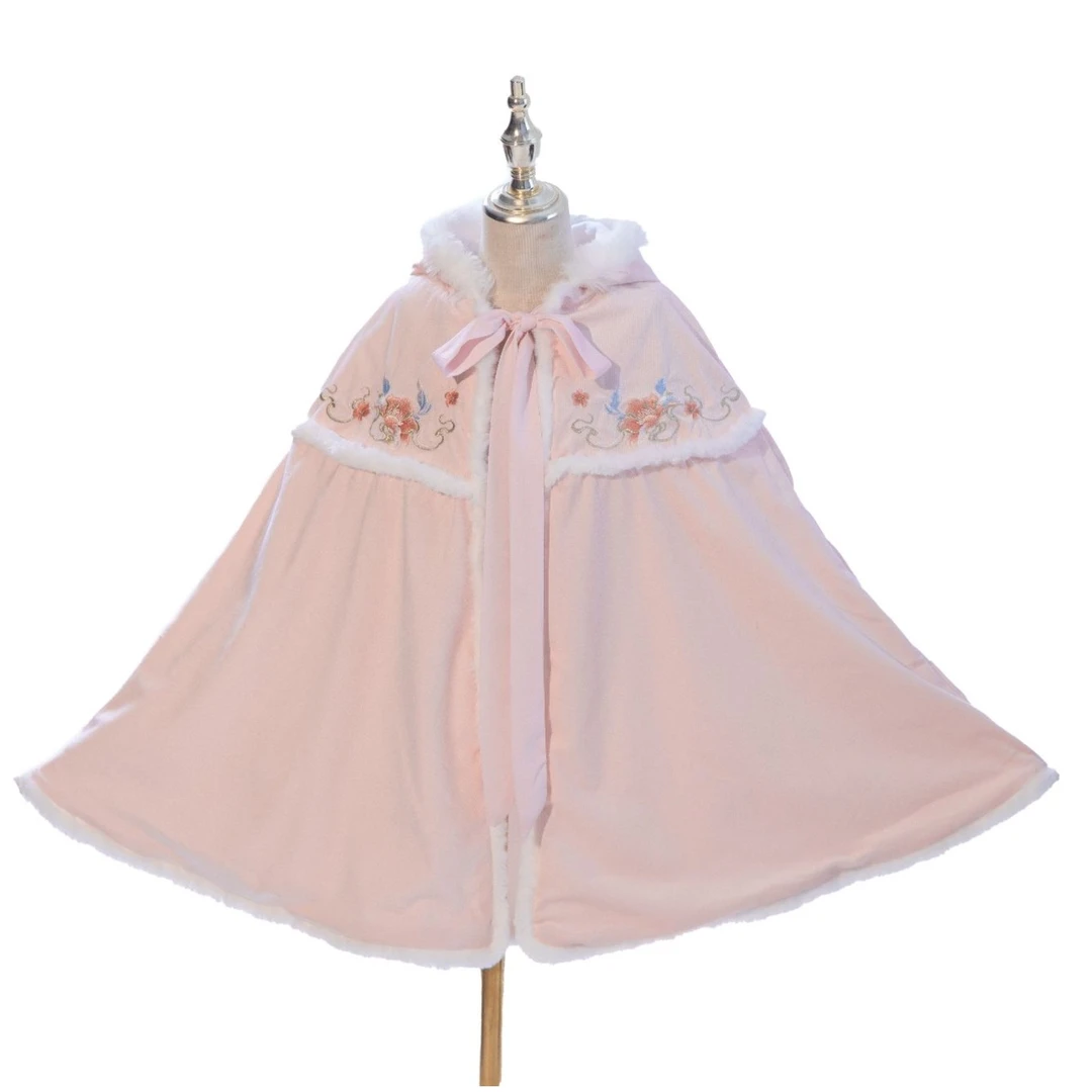 儿童汉服秋冬款婴儿披风女童加绒加厚古装宝宝保暖防风外套斗篷