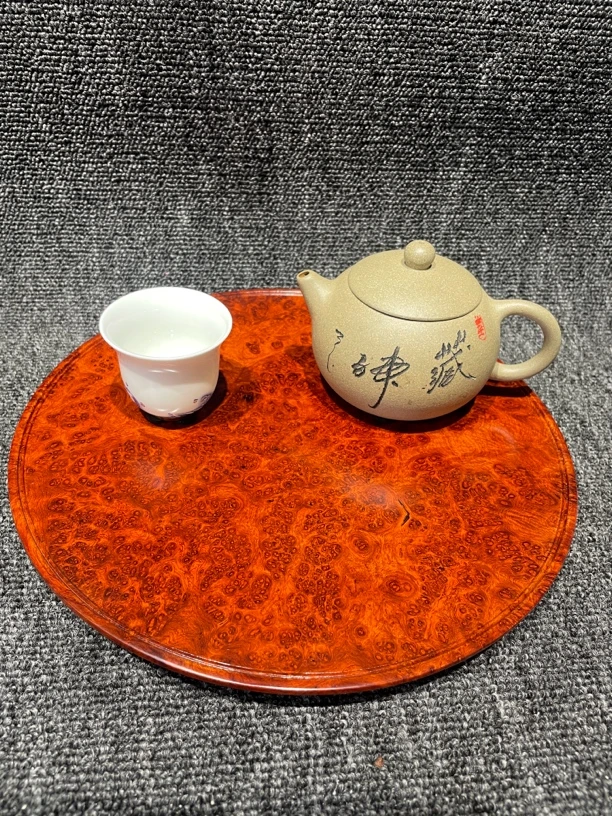缅甸花梨瘤疤茶盘、干泡台 25.5×2.2