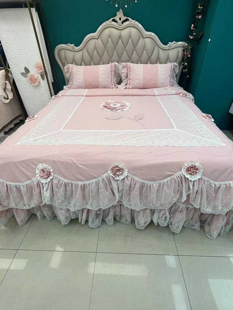 韩式盘花浪莎公主四件套