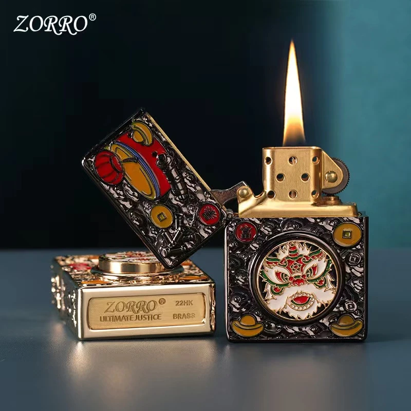 ZORRO新品盔甲浮雕吉祥如意醒狮转盘转转打火机