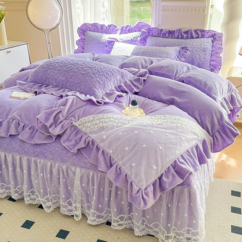 【床裙四件套】2024秋冬新款四件套冬季加厚高克重公主风床裙款套件
