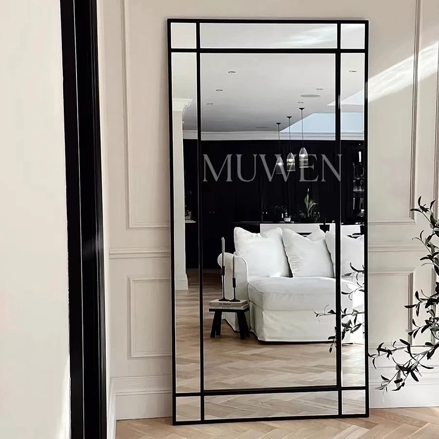 北欧全身落地镜家用卧室衣帽间穿衣镜简约方形玄关镜服装店试衣镜