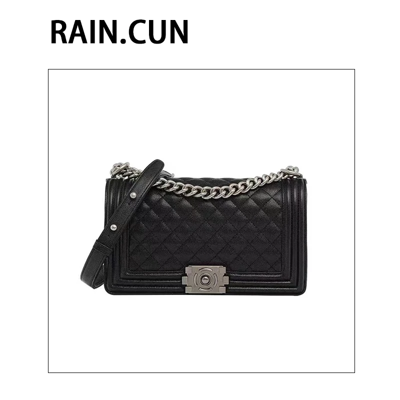 【瑞熙定制】SLBL-BW4016D银扣-黑色感时尚百搭ins女士包包