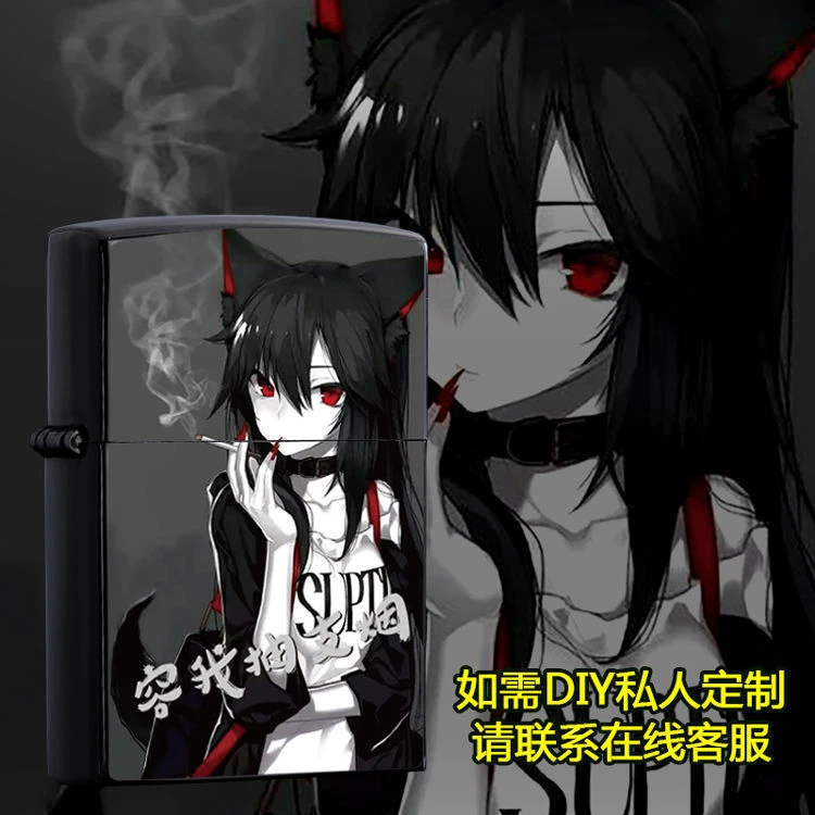 暗黑系煤油打火机私人定制照片图片创意时尚防风金属砂轮男士送礼