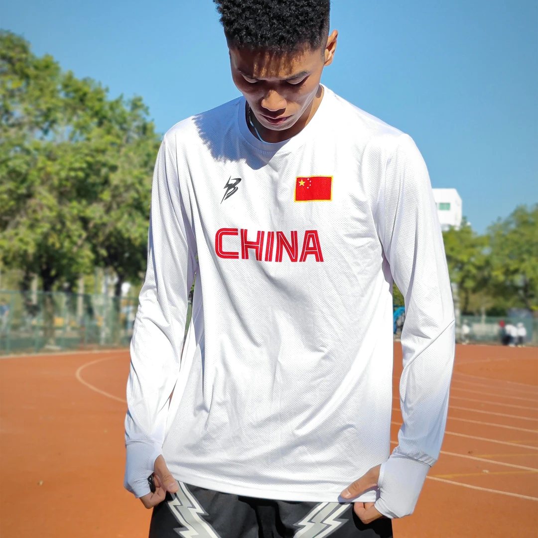 PB跑步田径体育生训练体考马拉松网红同款国潮篮球健身运动长袖