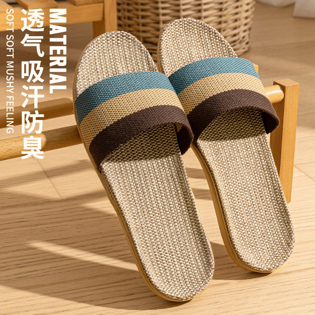 特大码亚麻拖鞋男2024新款夏季居家室内情侣四季舒适棉麻拖鞋春秋