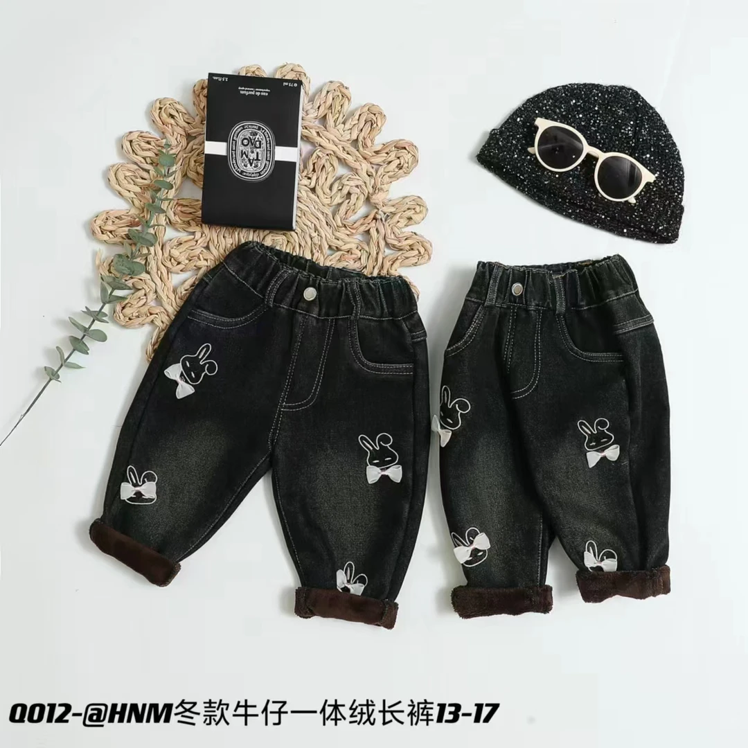 儿童加厚牛仔裤加绒裤子冬季新款小女童宽松长裤潮