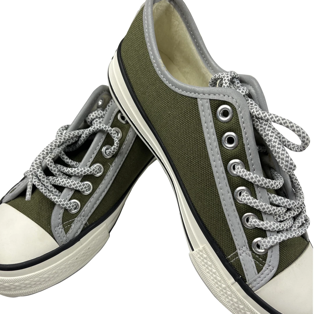 经典帆布鞋加绒休闲板鞋潮流百搭男女鞋低帮高帮时尚系带黑白厚底