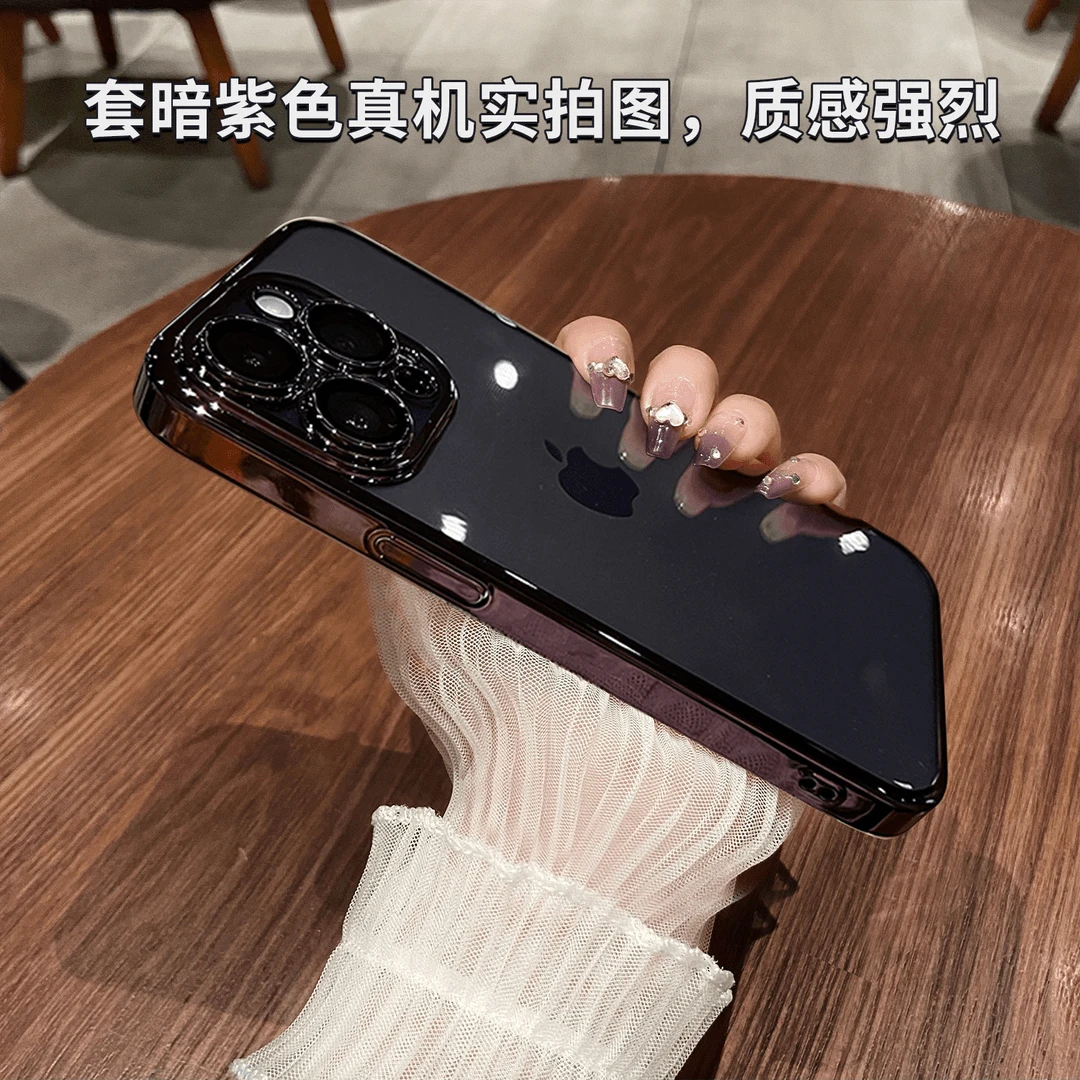 苹果15promax手机壳iPhone14自带镜头膜13电镀12防摔11不发黄硬壳
