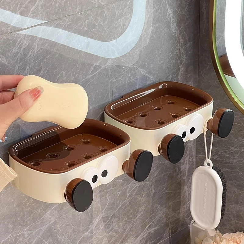 吉祥草肥皂盒壁挂式香皂盒置物架双层沥水家用浴室皂盒墙上免打孔