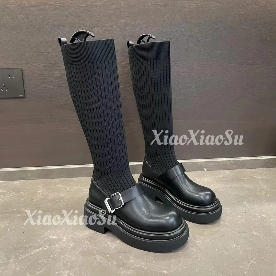 小小苏【阿卡丽】瘦瘦靴长靴松糕底长筒靴冬季时尚骑士靴袜靴
