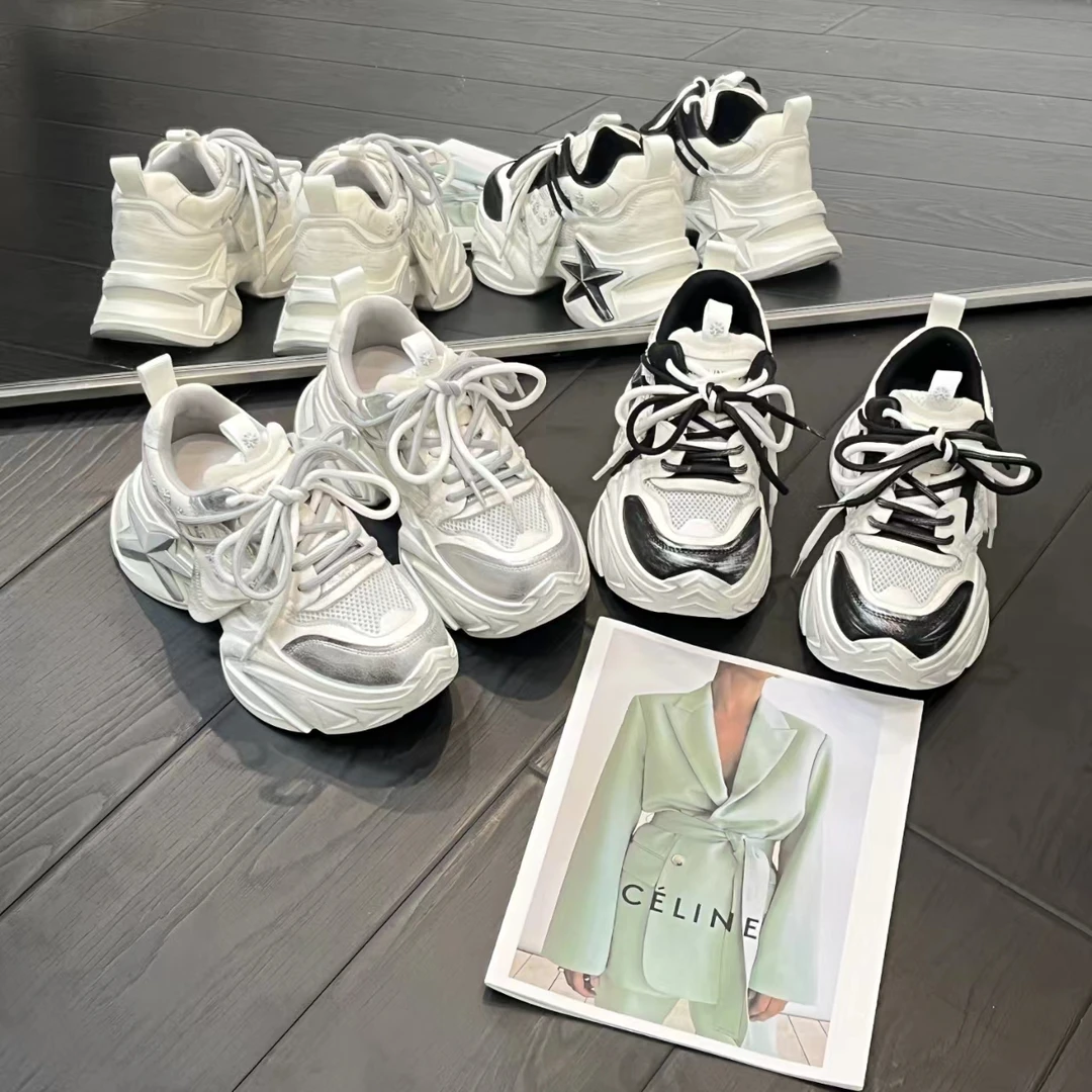 小小苏新款潮走秀百搭老爹鞋女透气厚底网面ins风;XDXA139