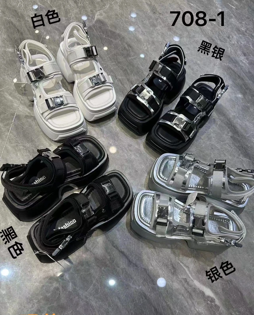 小小苏新款ins潮走秀厚底休闲运动凉鞋女软底百搭复古露趾;XDXM54