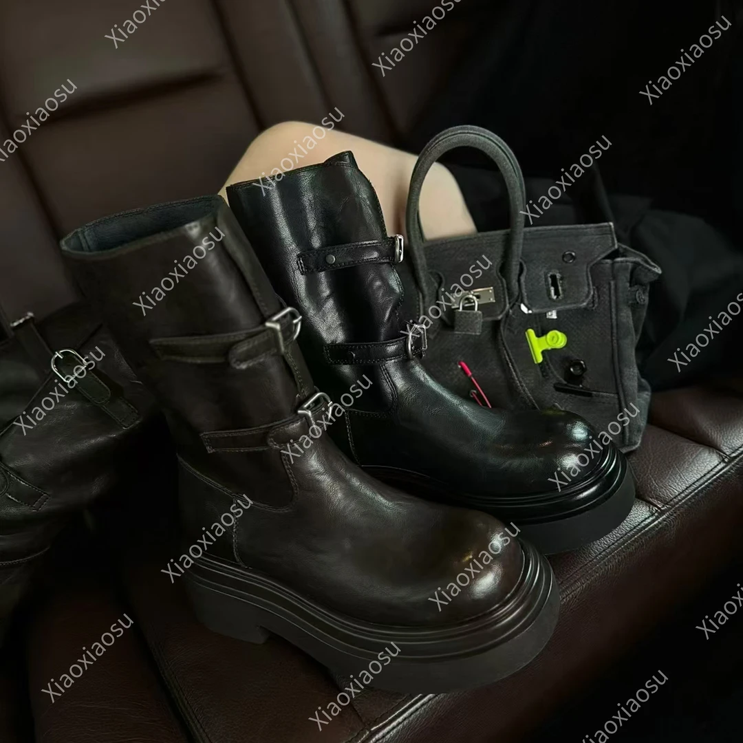 小小苏【M家女孩】英伦风马丁靴女厚底潮走秀复古时尚短靴百搭圆头