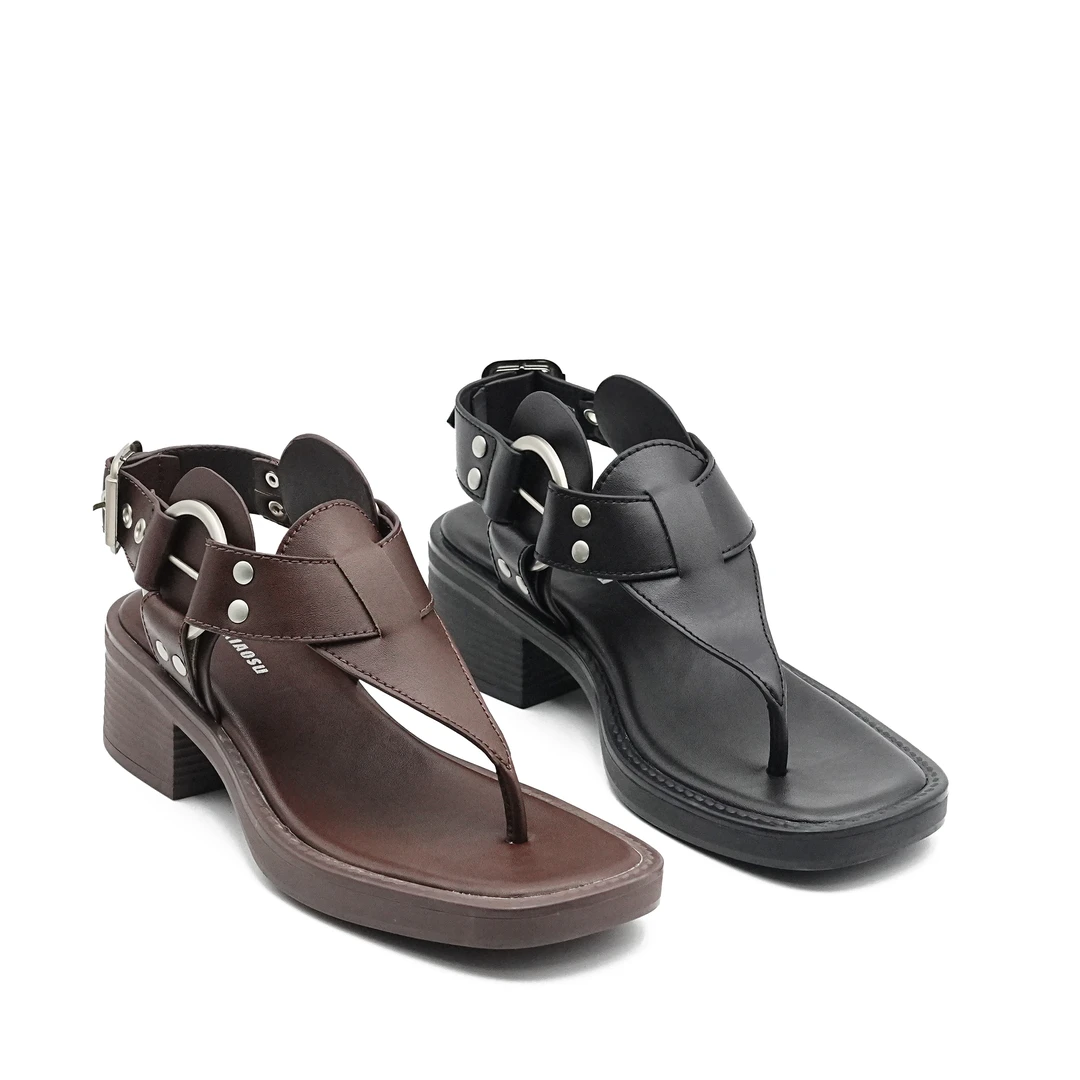 小小苏夏季新款粗跟增高凉鞋女复古潮流露趾外穿;XDXA141