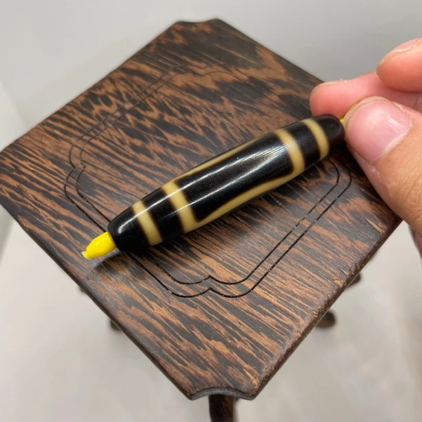 任小攀 藏式仿古 黑金系列大尺寸「单天地」12.8*57.1镶蚀玛瑙台珠