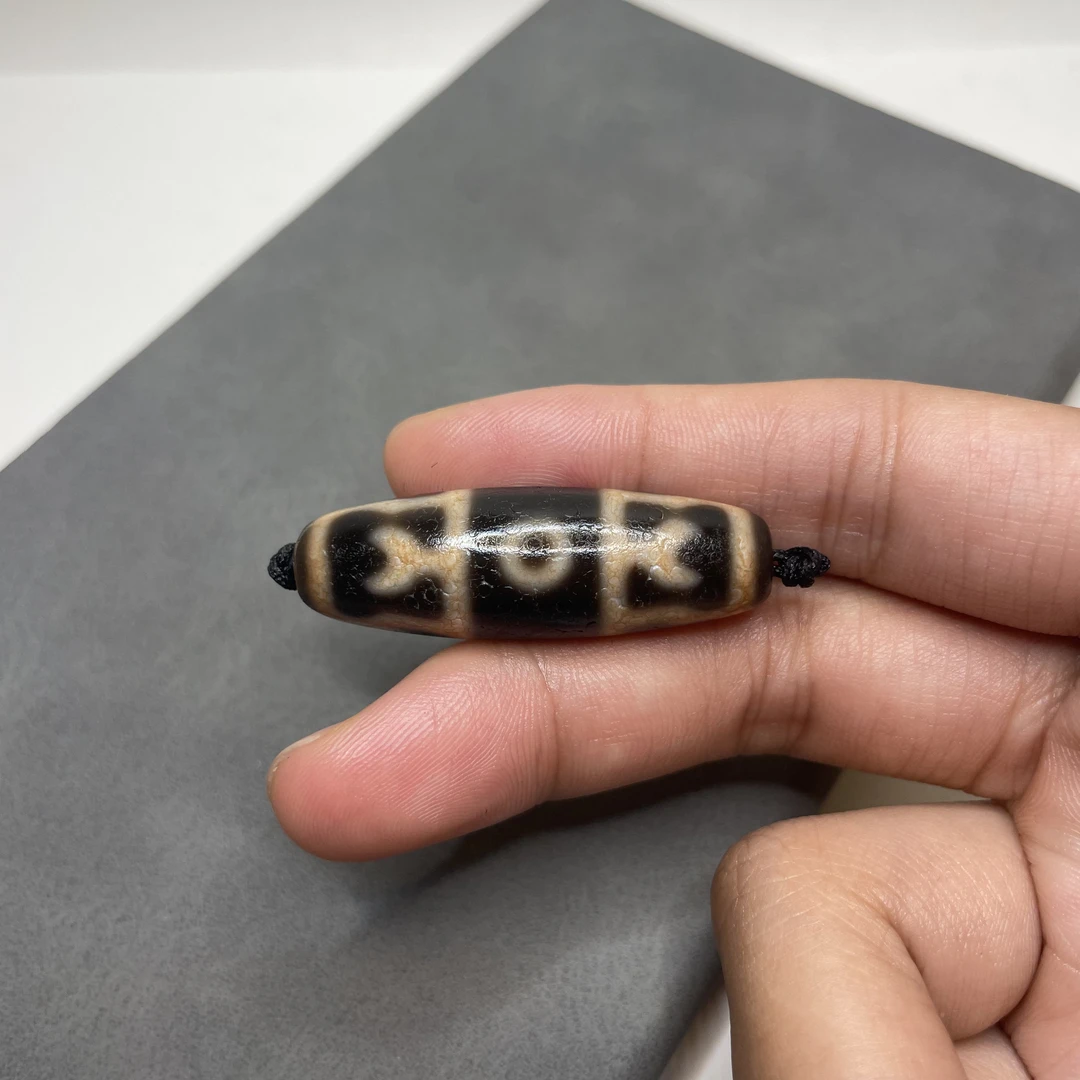 藏传仿老「金刚杵杵」12.8*39.5mm镶蚀玛瑙台珠 锁骨链