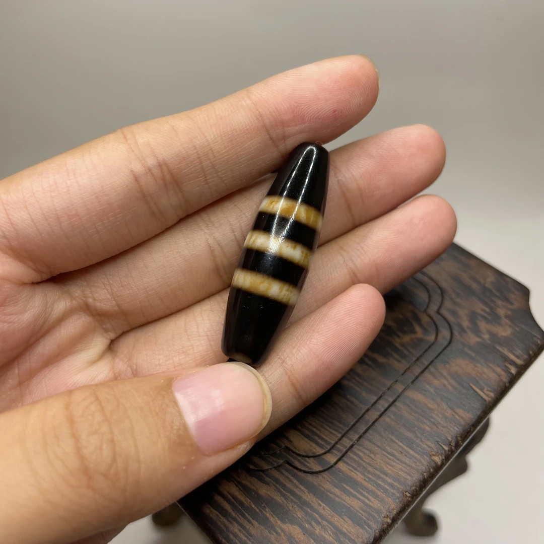 行运家 藏式仿老『条条珠』11.9*38 镶蚀玛瑙台珠 锁骨链