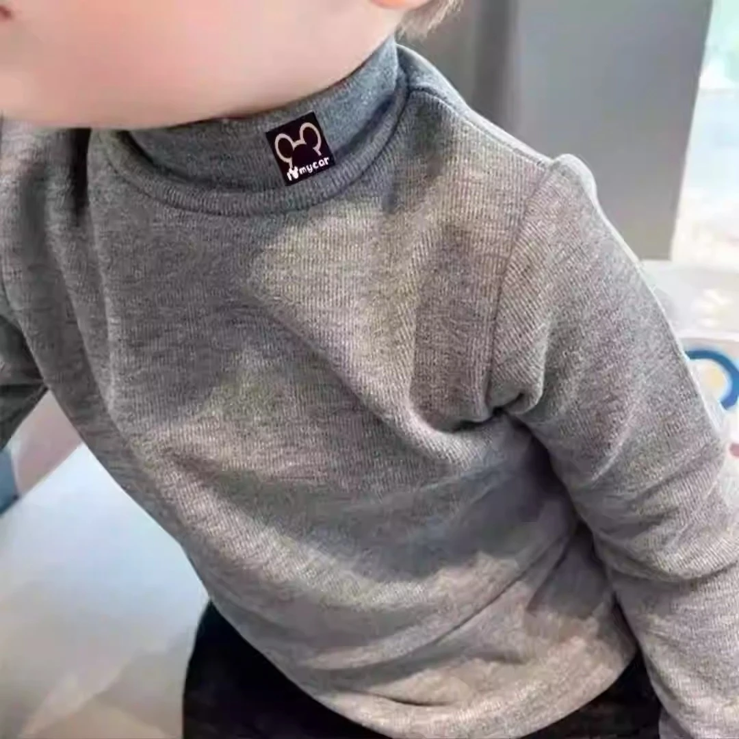 双面德绒打底衫2025春季韩版儿童长袖上衣T恤男女童保暖半高领