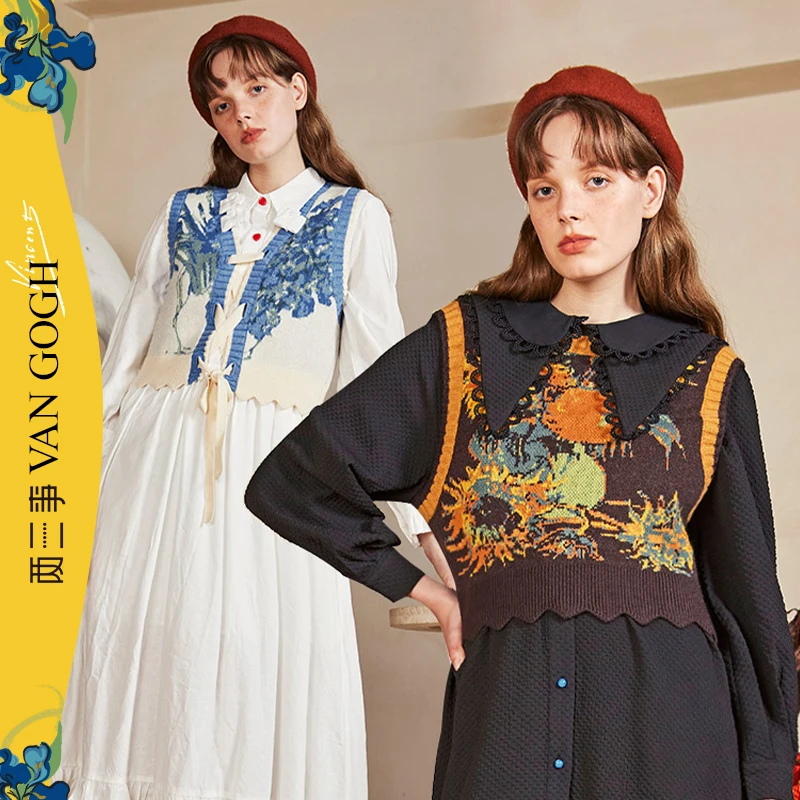 【千颂妮专享】两三事 静美如秋叶 油画无袖毛衣女S21DMY025