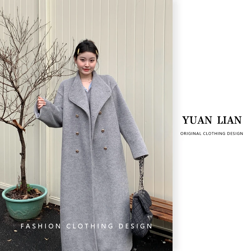 ZOZ糕冷圆脸【富士山】女韩系中长款宽松高级感气质毛呢外套