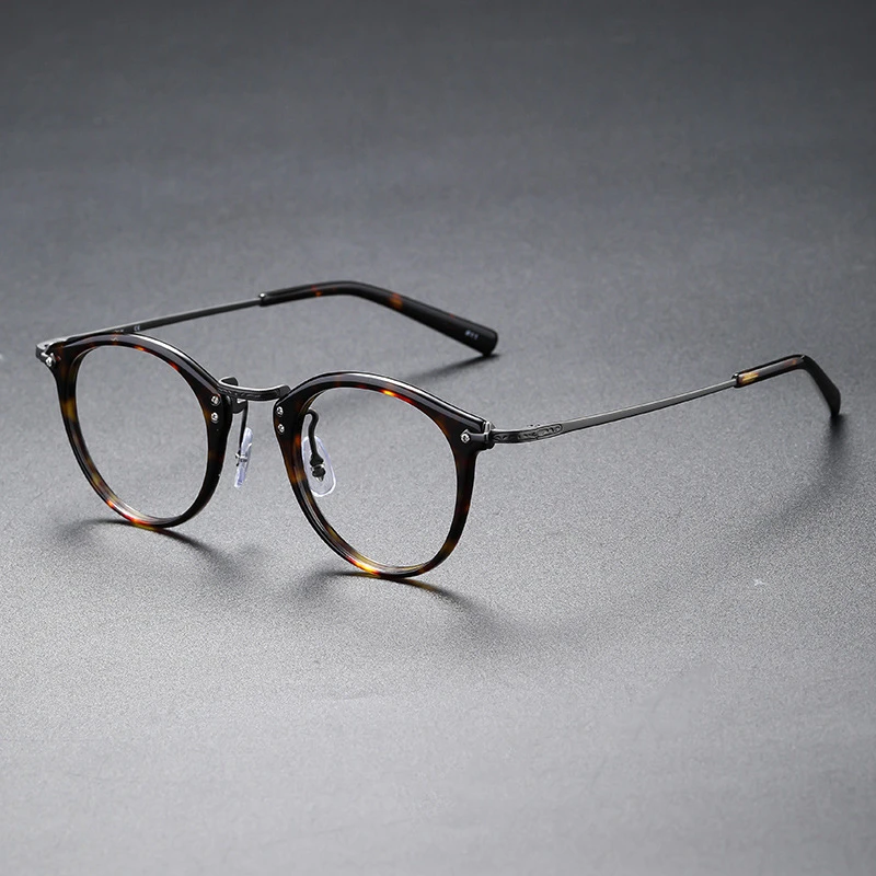 板材眼镜手工复古圆框大框日系