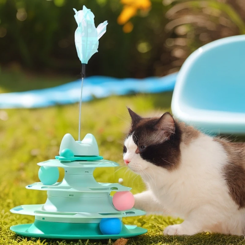 宠转盘逗猫棒网红款物猫咪玩具自解闷耐咬羽毛猫嗨小用具好神器萌