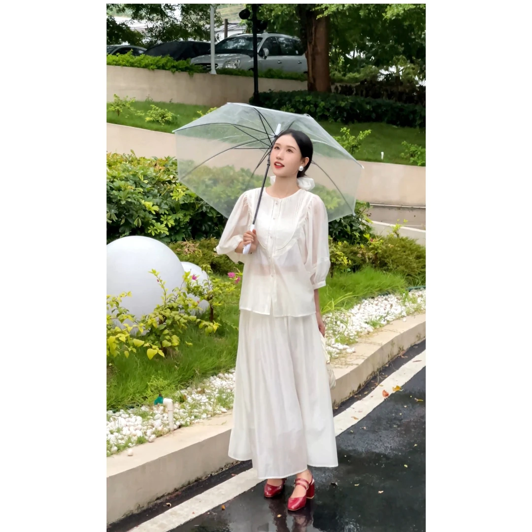 现货【指间流沙】韩版修身显瘦纯欲气质时尚上衣中长裙N0012