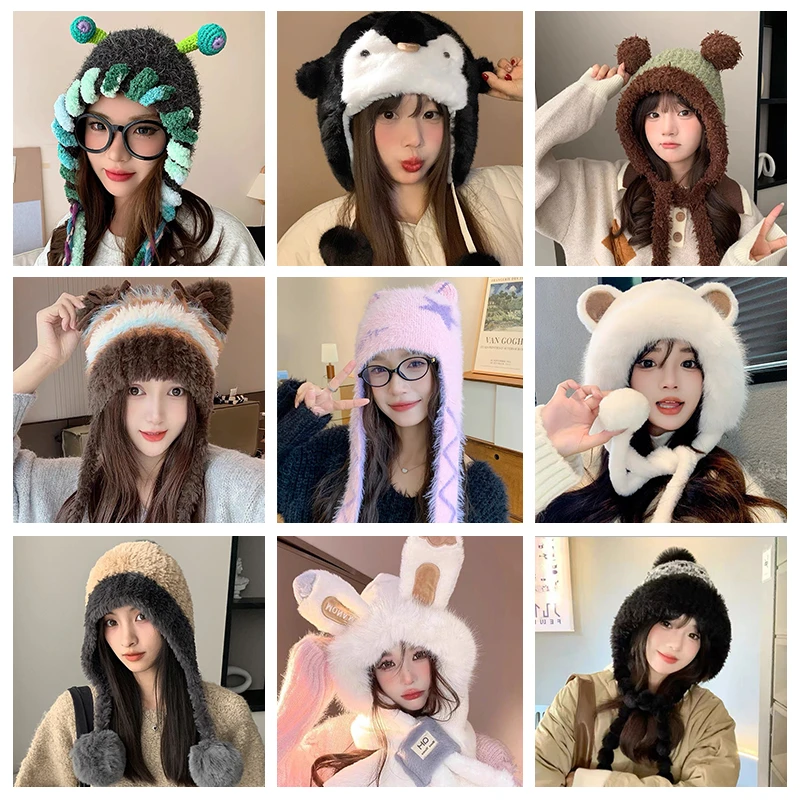 秋冬新款可爱毛绒帽子女韩版甜美保暖护耳雷锋潮帽防风防寒网红