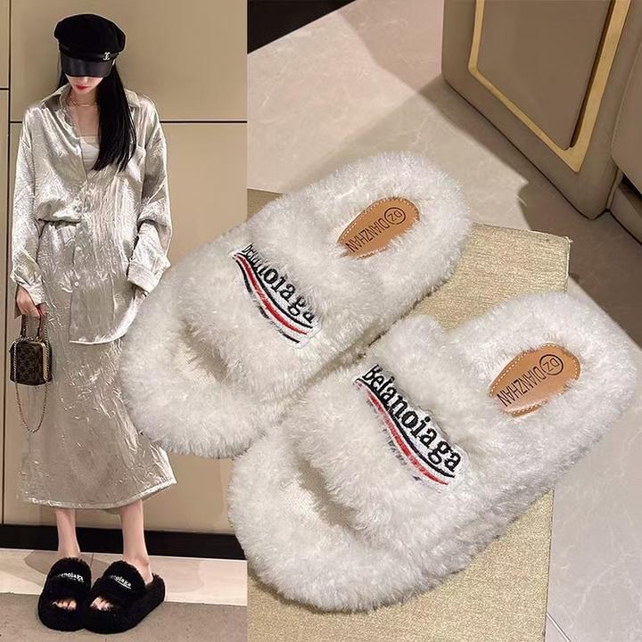 毛毛拖鞋女外穿2024时尚新款韩版ins潮秋冬季居家棉拖鞋子舒适款