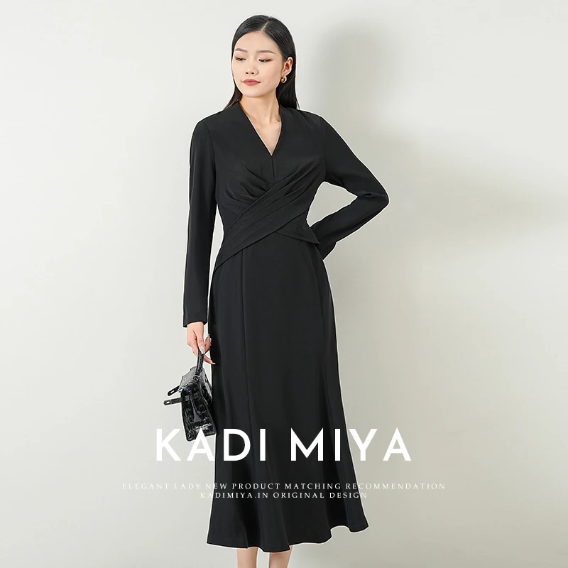 KADIMIYA高贵轻奢收腰连衣裙优雅修身高级感气质大摆长裙