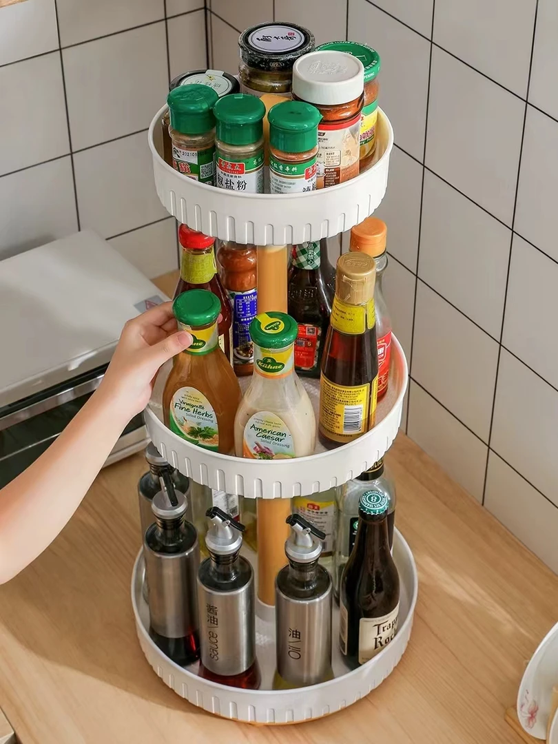 厨房可旋转调料架家用台面专用调味品油盐酱醋调料瓶罐收纳架转盘