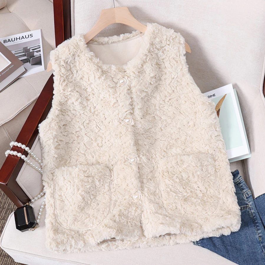 毛绒绒小坎肩马甲女款秋冬小香风洋气25-35气质保暖马夹皮毛一体