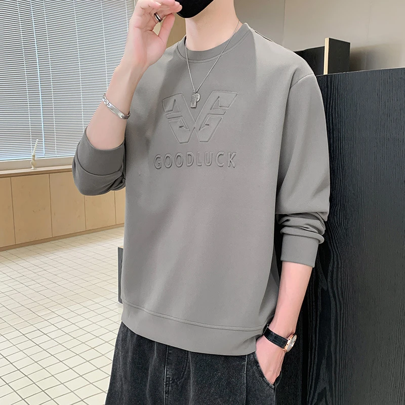 胖哈哈秋冬大码卫衣加肥加大码圆领纯色长袖套头上衣男装