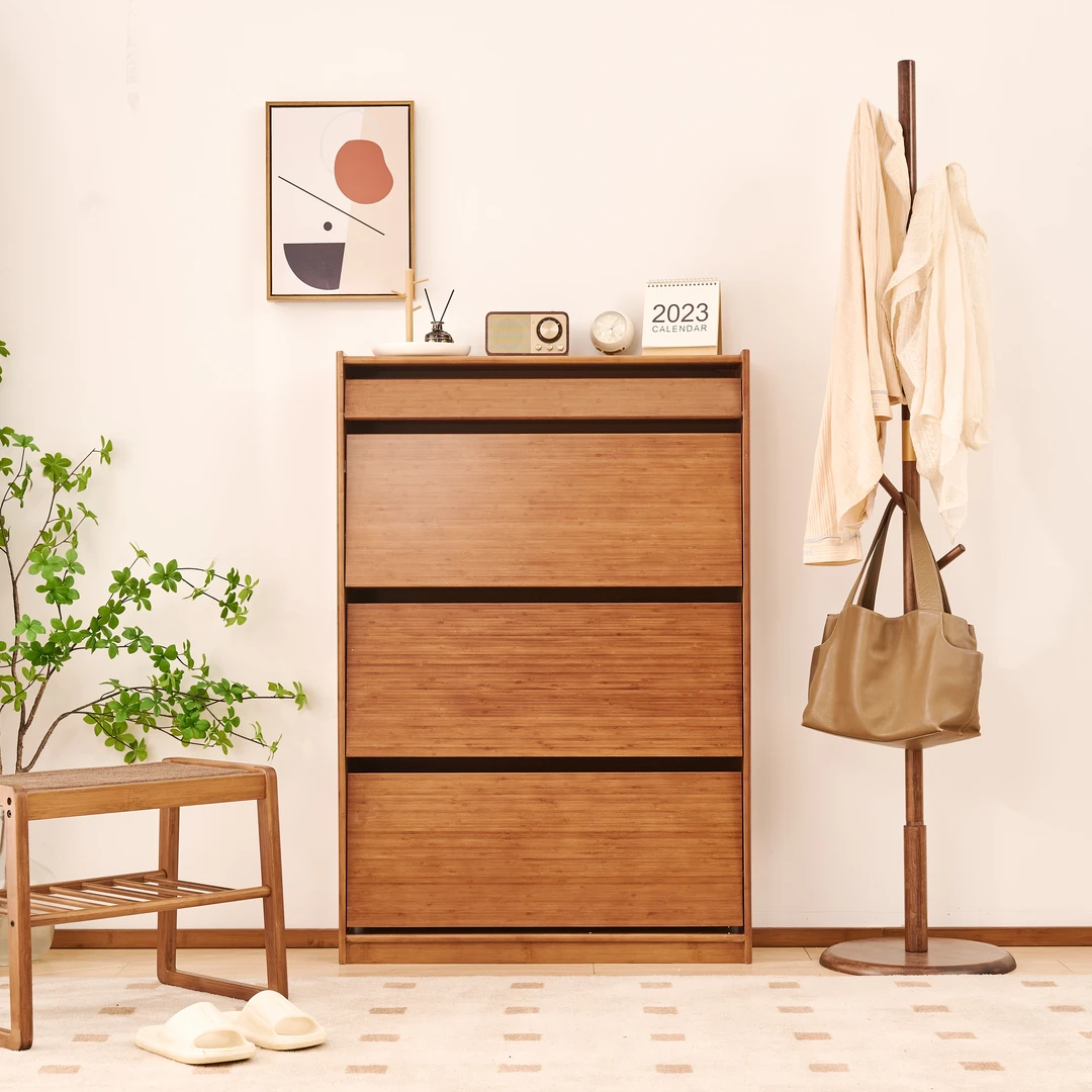 度庐法诺鞋柜入鞋柜玄关家用简约大容量楠竹鞋柜客厅收纳双用鞋柜