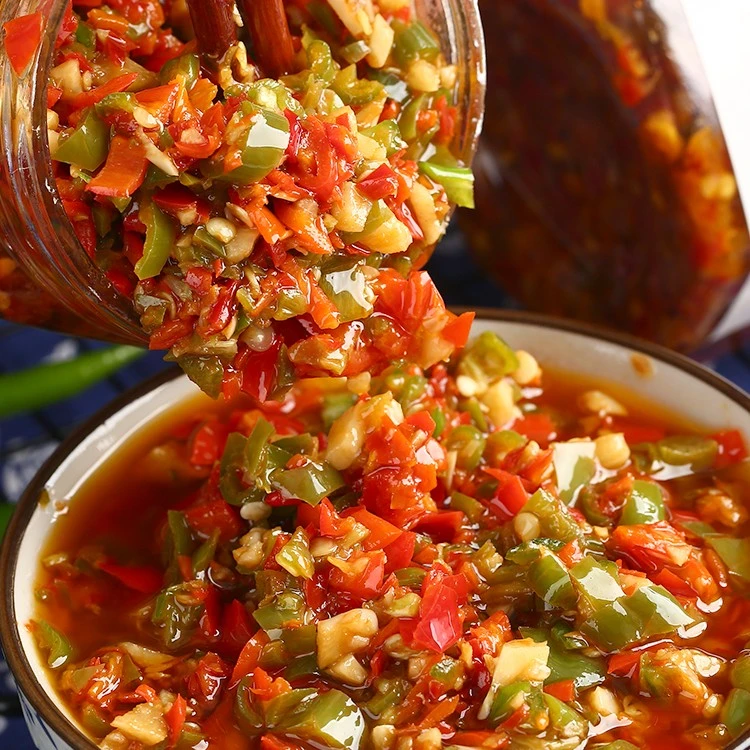 娄双甘三色剁椒酱下饭菜瓶装拌面酱新鲜香辣