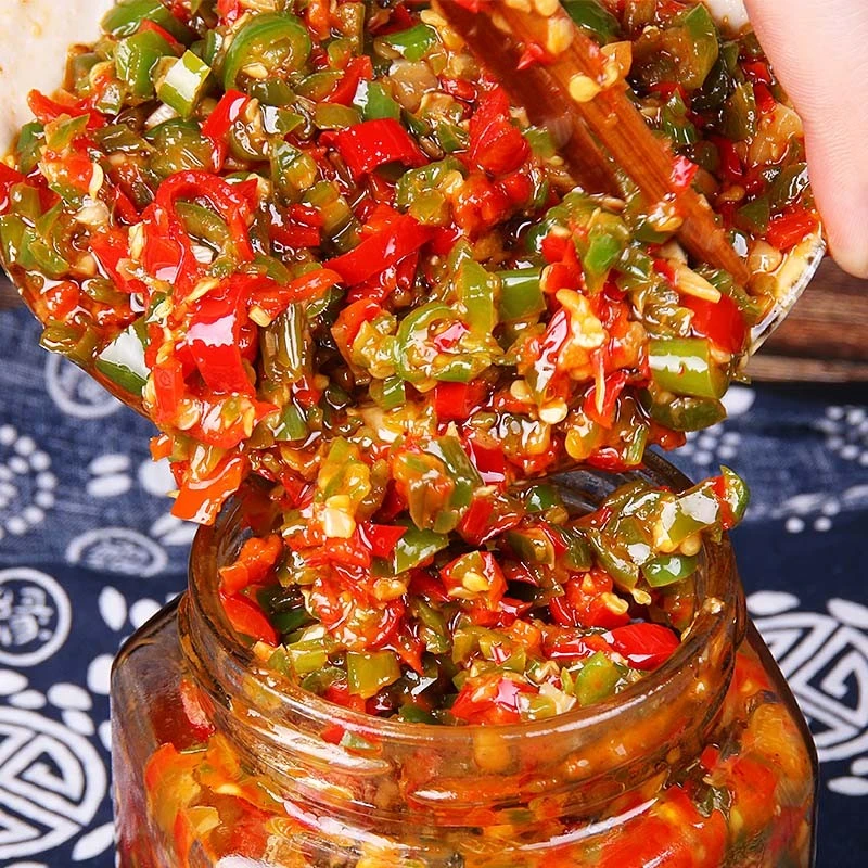 湖南特产特辣小米剁椒酱三色蒜蓉剁辣椒酱农家开胃香辣瓶装下饭菜