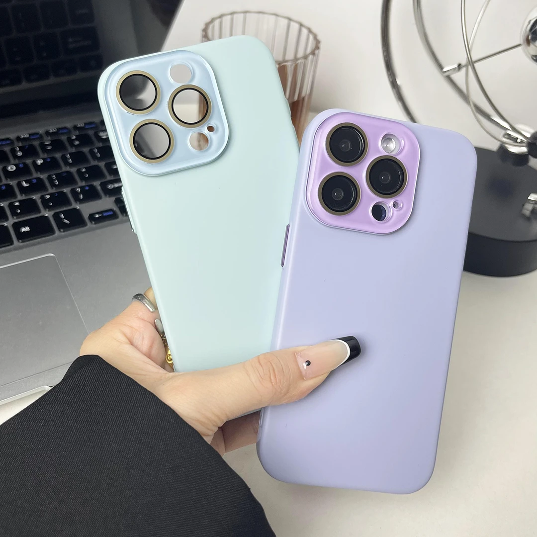 磨砂肤感IP15ProMax精孔14Plus纯色13Pro镜头膜14pro水晶PC简约12