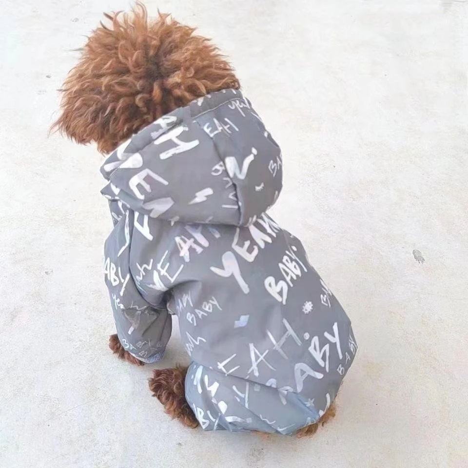 泰迪狗狗衣服冬天棉衣潮牌加厚博美比熊雪纳瑞夜间反光羽绒服四脚