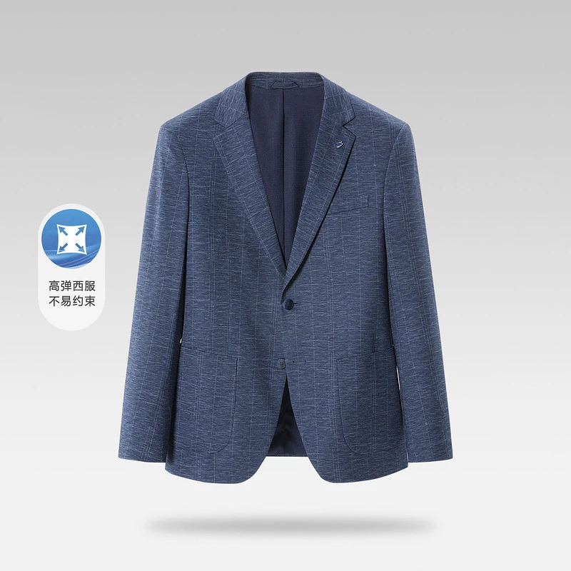 530 弹力休闲西服秋季新款时尚条纹单西平驳领外套男