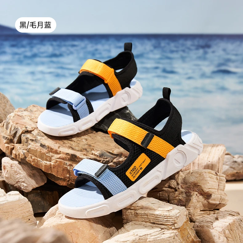 特步儿童夏季凉鞋小童透气舒适魔术贴高能感沙滩鞋676215509223