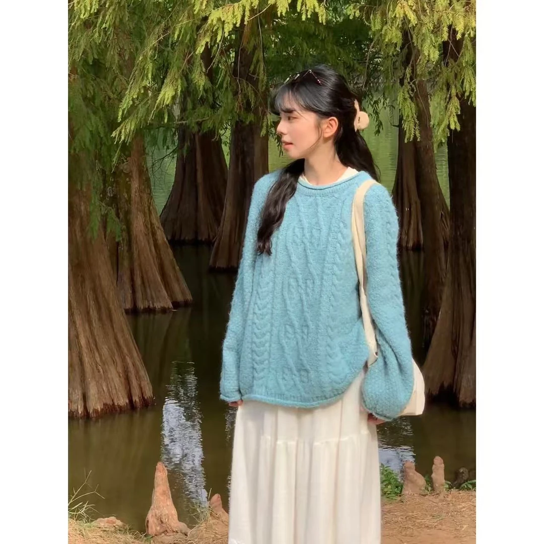 佳儿吖～韩系宽松菱格毛衣2008