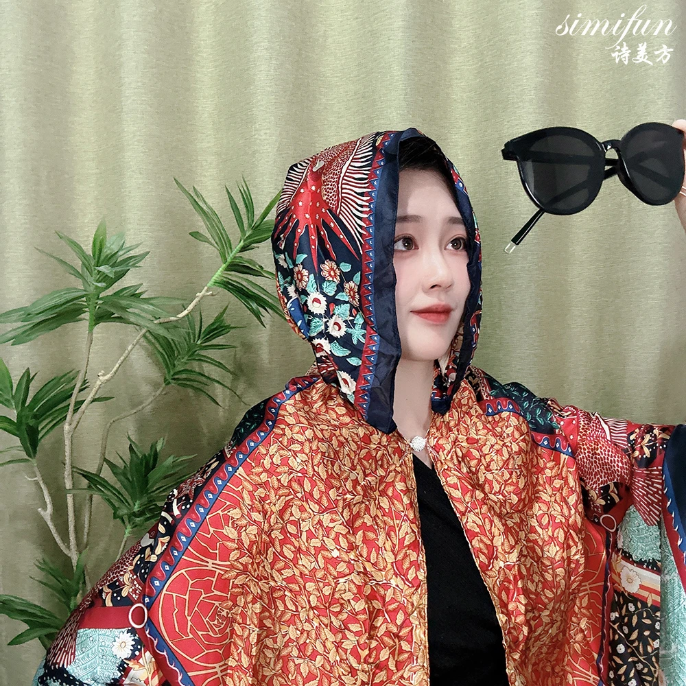 连帽披肩丝巾单层防晒帽遮阳薄款围巾时尚夏季女士百搭大方优雅